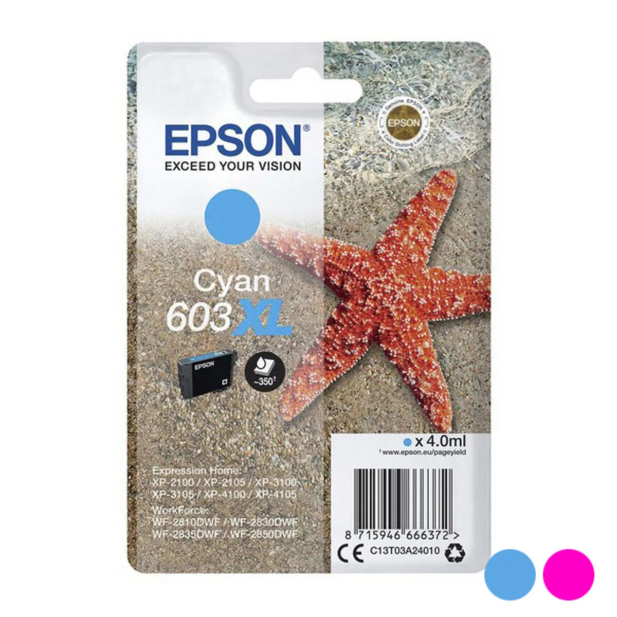CARTUCHO DE TINTA ORIGINAL EPSON 603XL CIAN