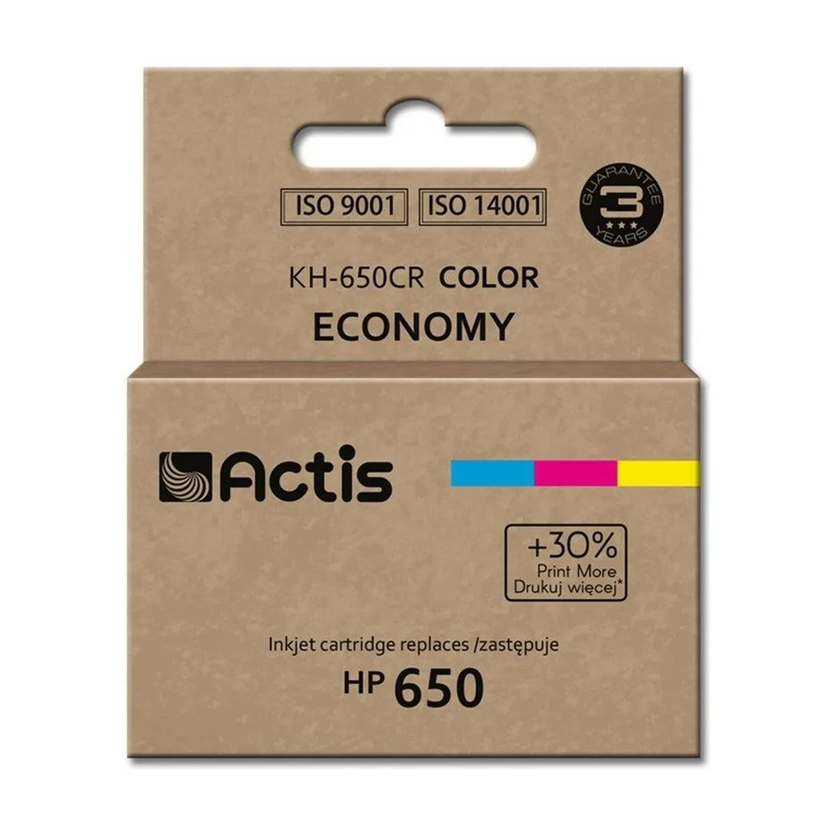 CARTUCHO DE TINTA ORIGINAL ACTIS KH-650CR CIAN/MAGENTA/AMARILLO