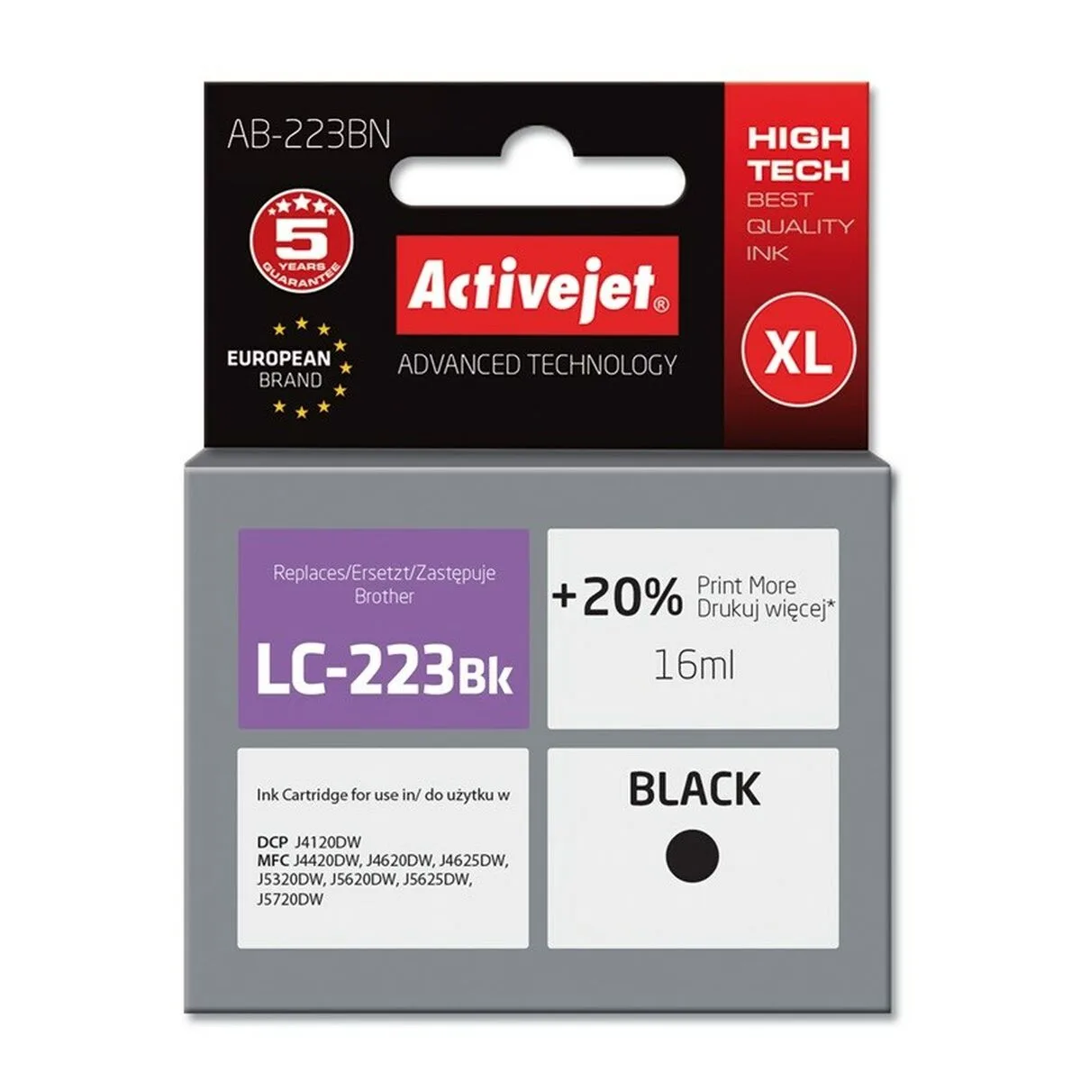 CARTUCHO DE TINTA ORIGINAL ACTIVEJET AB-223BN NEGRO