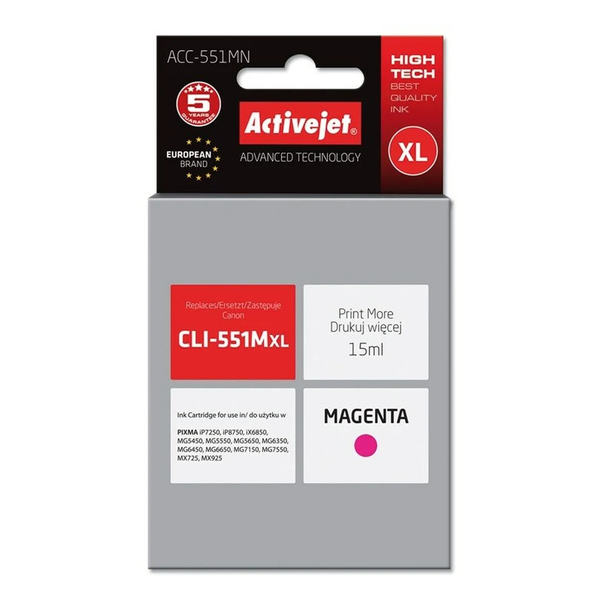 CARTUCHO DE TINTA ORIGINAL ACTIVEJET ACC-551MN MAGENTA