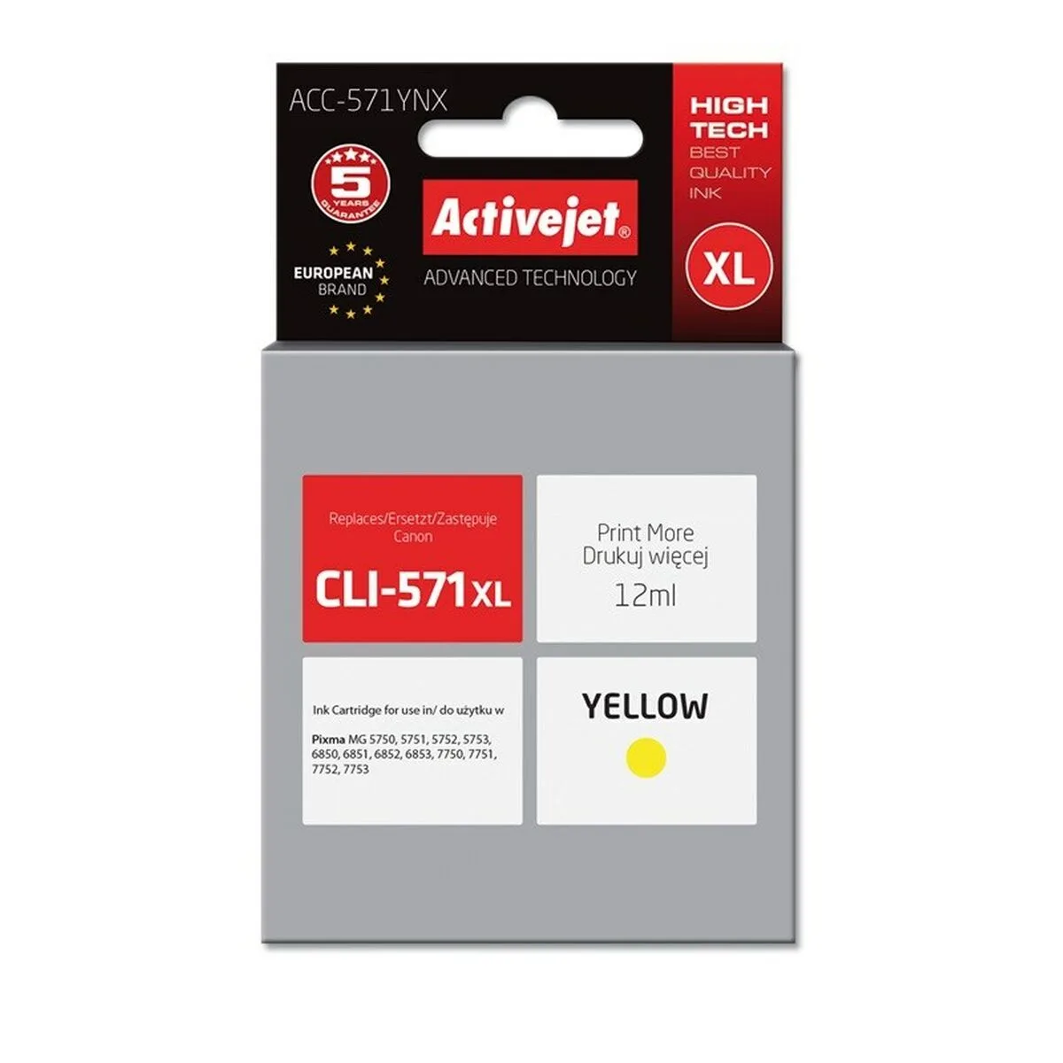 CARTUCHO DE TINTA ORIGINAL ACTIVEJET ACC-571YNX AMARILLO