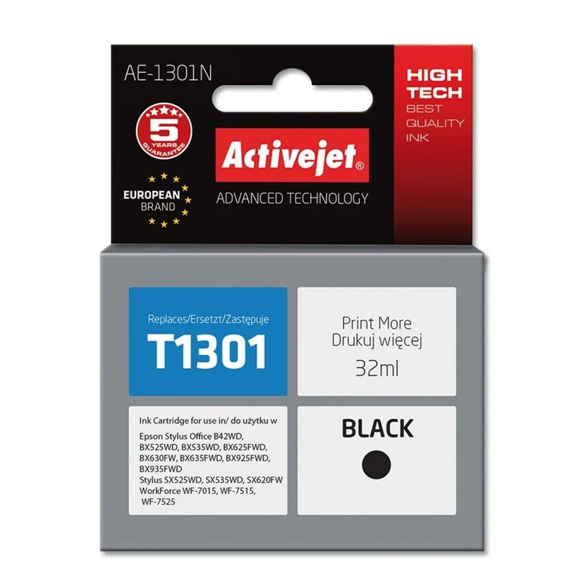 CARTUCHO DE TINTA ORIGINAL ACTIVEJET AE-1301N NEGRO