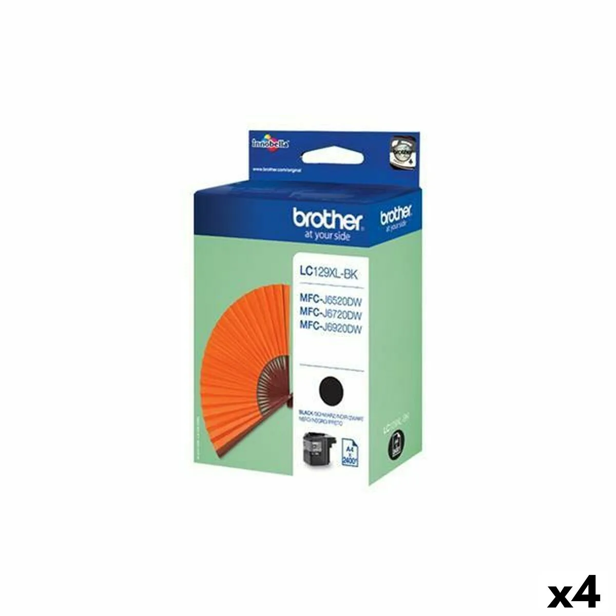 CARTUCHO DE TINTA ORIGINAL BROTHER MFCJ6720DW/MFCJ6920DW/MFC6520DW NEGRO (4 UNIDADES)