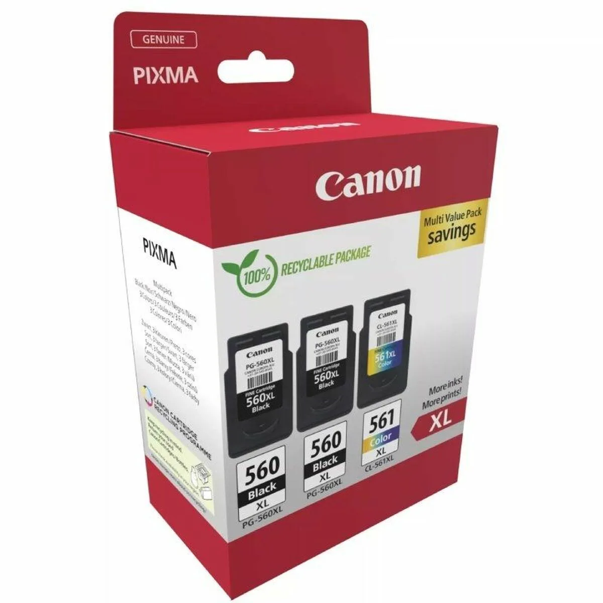CARTUCHO DE TINTA ORIGINAL CANON PG-560XL + CL-561XL NEGRO