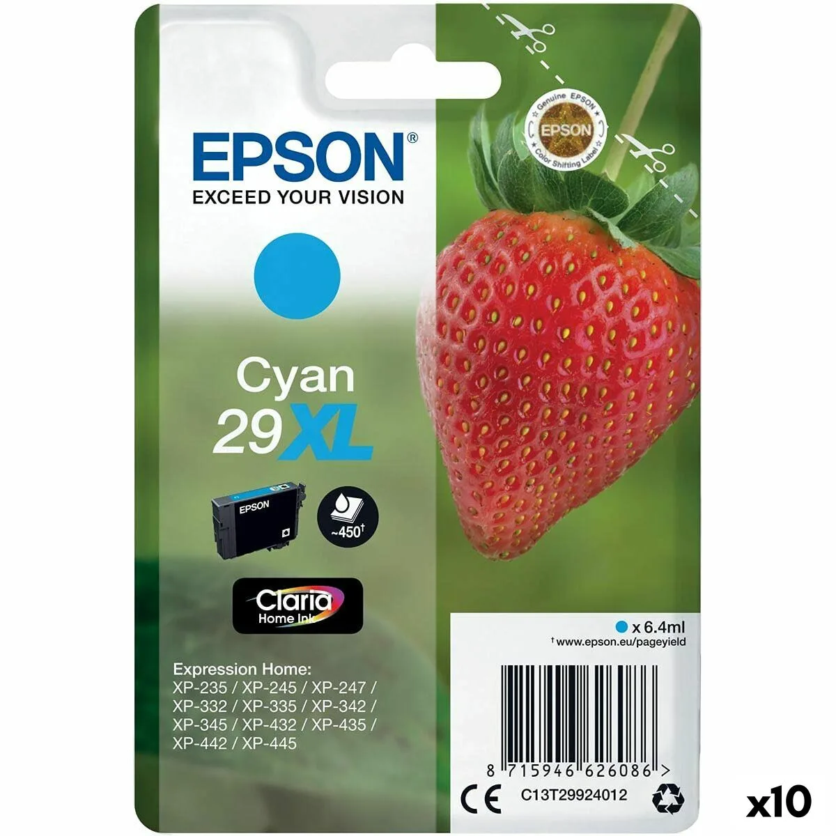 CARTUCHO DE TINTA ORIGINAL EPSON 29 XL CIAN (10 UNIDADES)