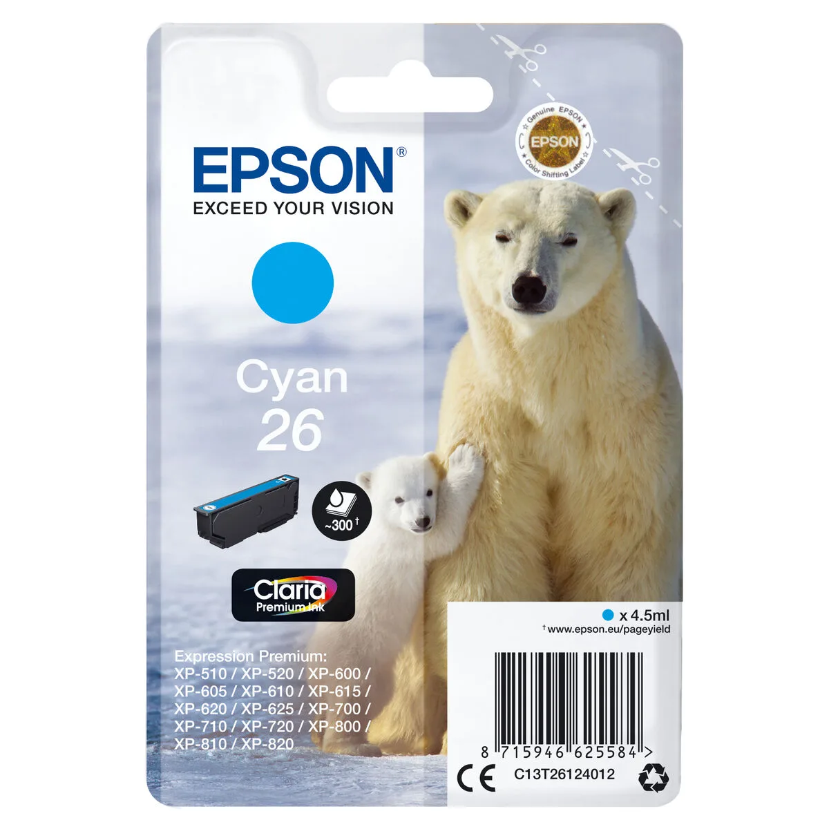 CARTUCHO DE TINTA ORIGINAL EPSON C13T26124012 CIAN