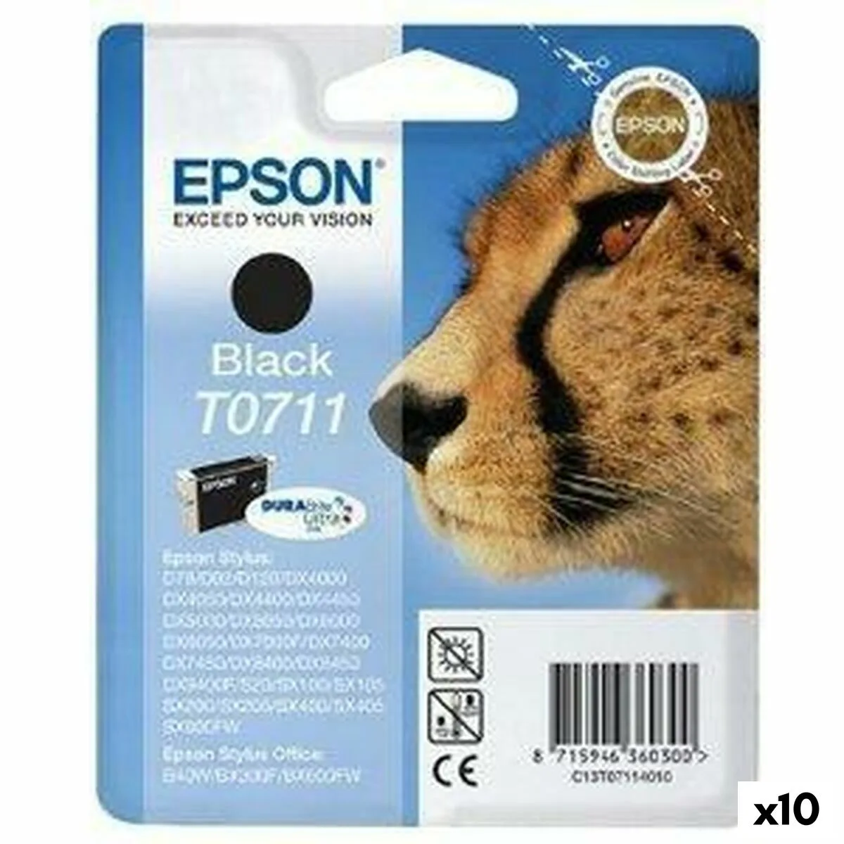CARTUCHO DE TINTA ORIGINAL EPSON STYLUS D-78/92/120/DX-4000/5000/6000/7000F NEGRO (10 UNIDADES)