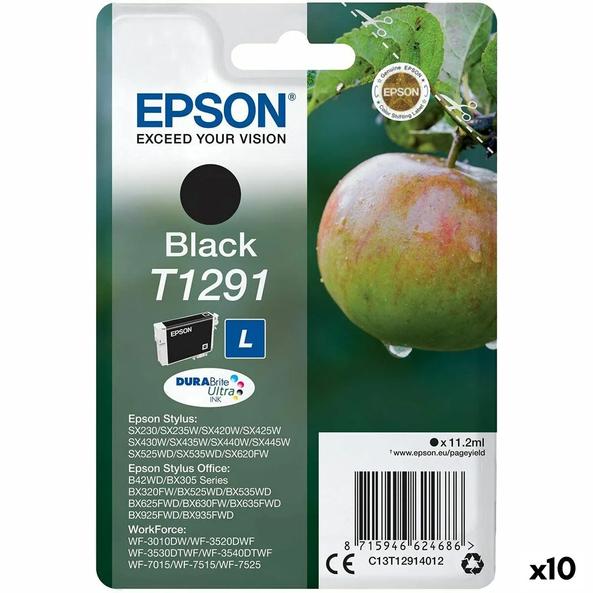 CARTUCHO DE TINTA ORIGINAL EPSON SX 235W/420W/425W/BX305F/320FW NEGRO (10 UNIDADES)