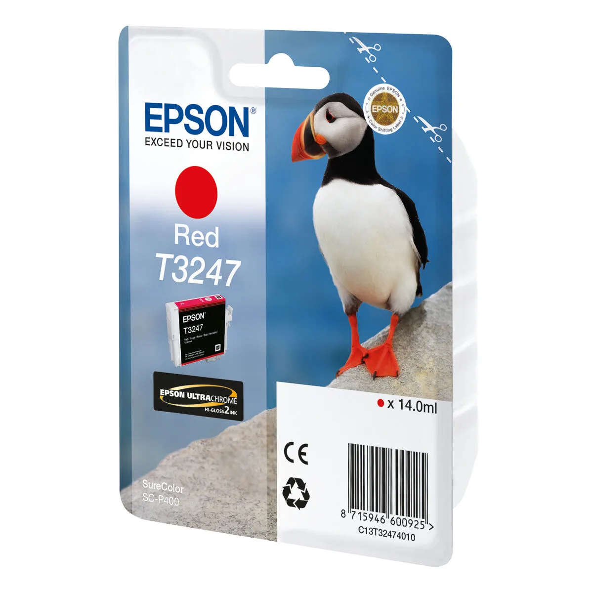 CARTUCHO DE TINTA ORIGINAL EPSON T3247 RED NEGRO ROJO