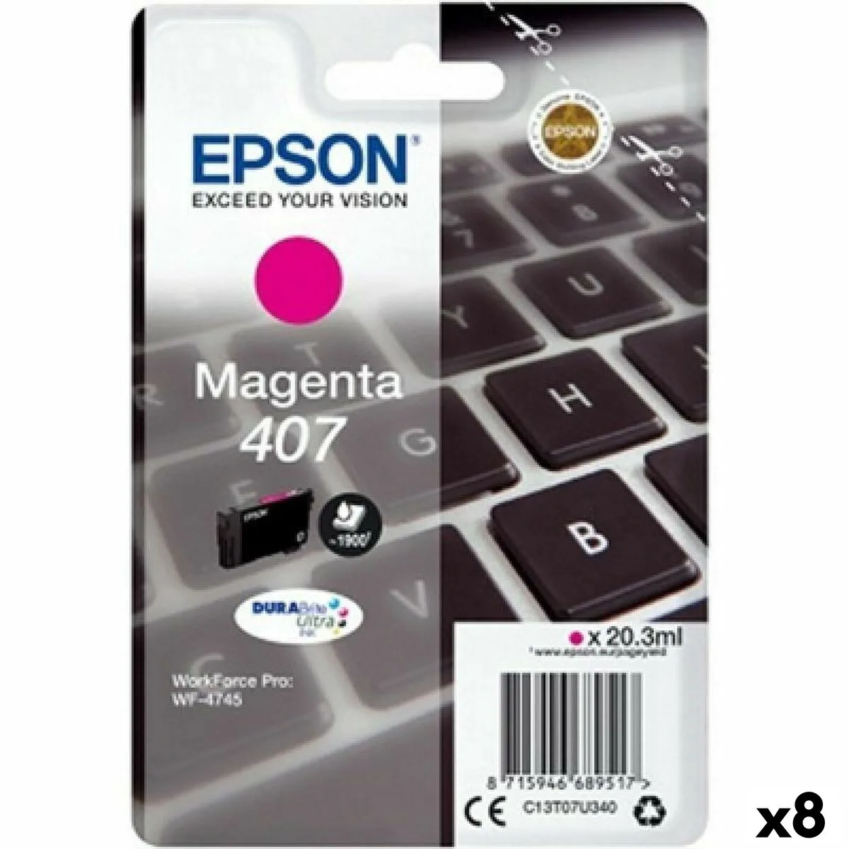 CARTUCHO DE TINTA ORIGINAL EPSON WORKFORCE PRO 4745 SERIES MAGENTA (8 UNIDADES)