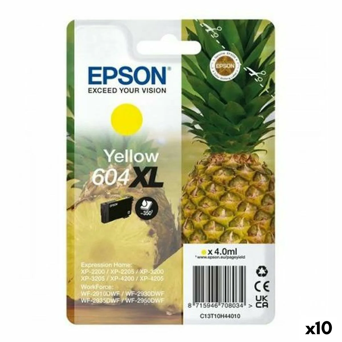 CARTUCHO DE TINTA ORIGINAL EPSON XP-2200 WF-2910DWF AMARILLO (10 UNIDADES)