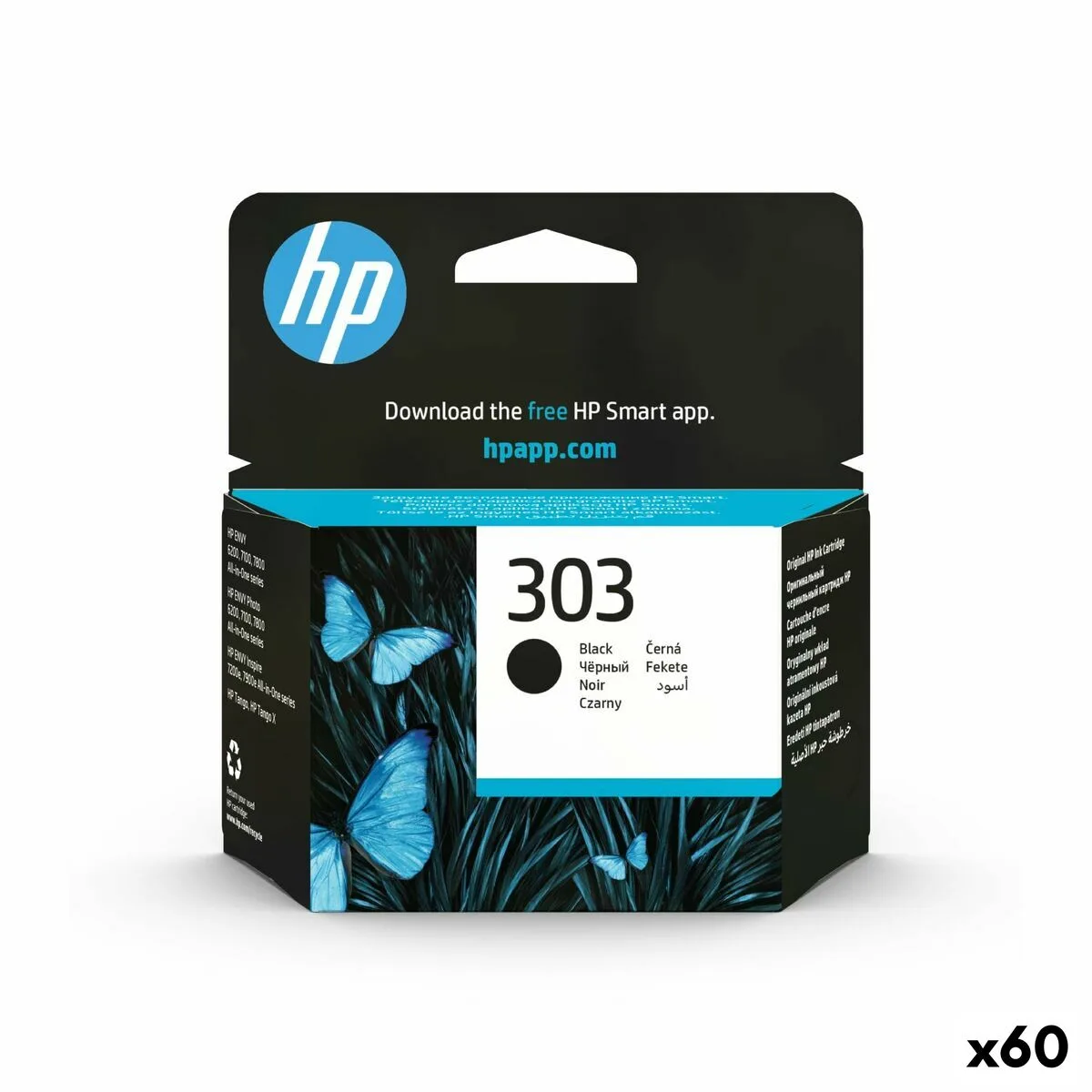CARTUCHO DE TINTA ORIGINAL HP ENVY PHOTO 6230,7130,7134,7830 -Nº 303 NEGRO (60 UNIDADES)