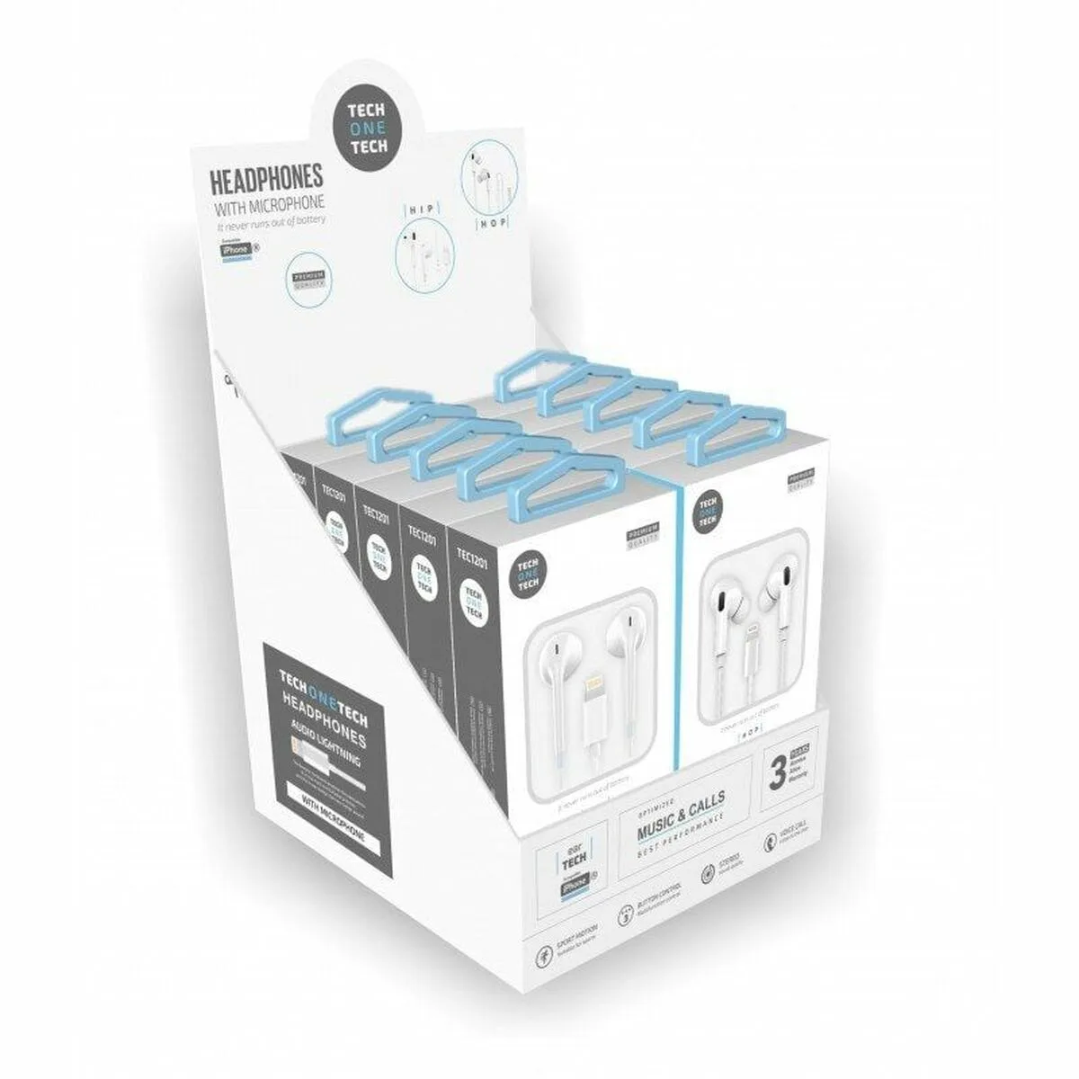 AURICULARES CON MICRÓFONO TECH ONE TECH TEC1203 BLANCO 10 UNIDADES