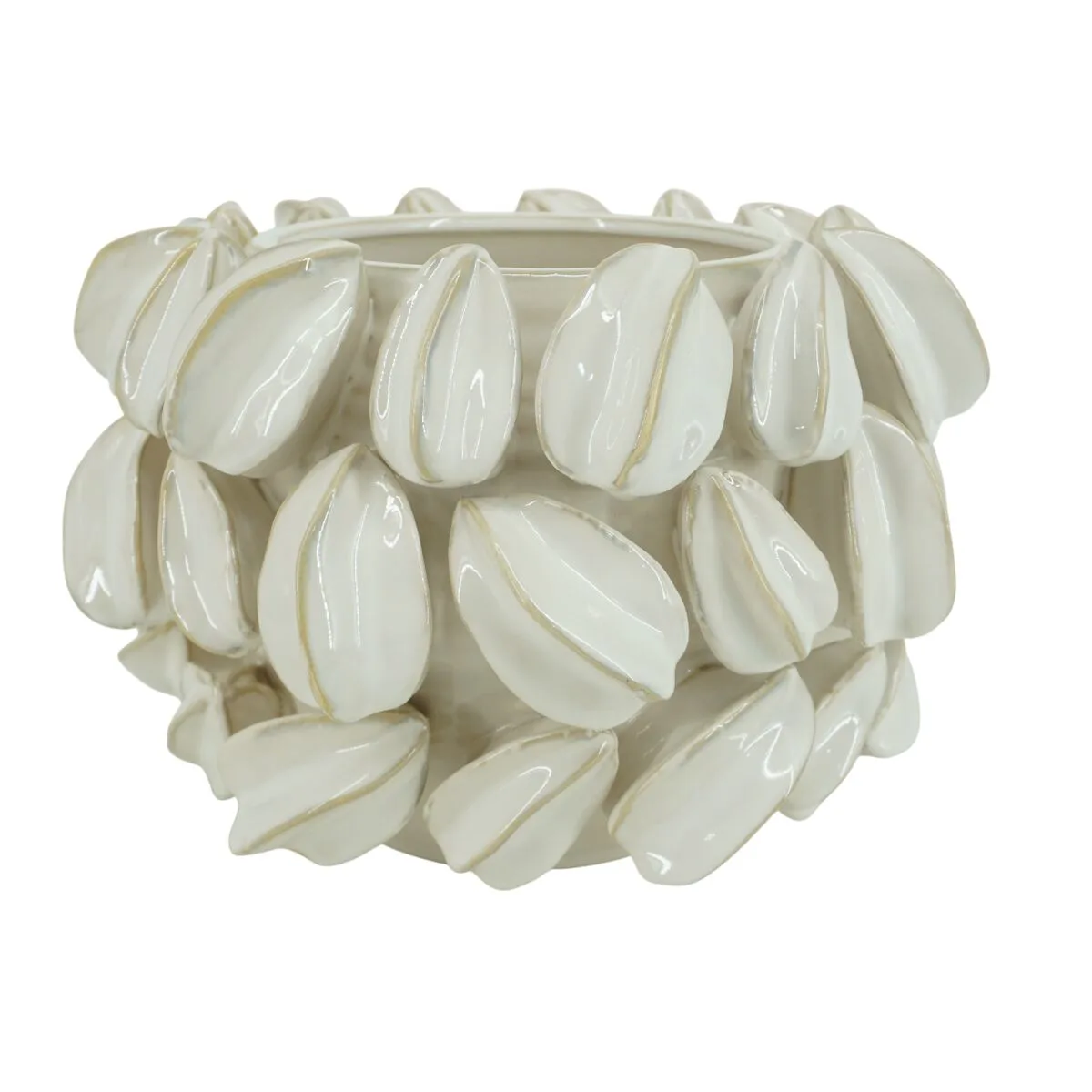 CENTRO DE MESA HOME ESPRIT BLANCO VERDE BEIGE GRES 30 X 30 X 19 CM