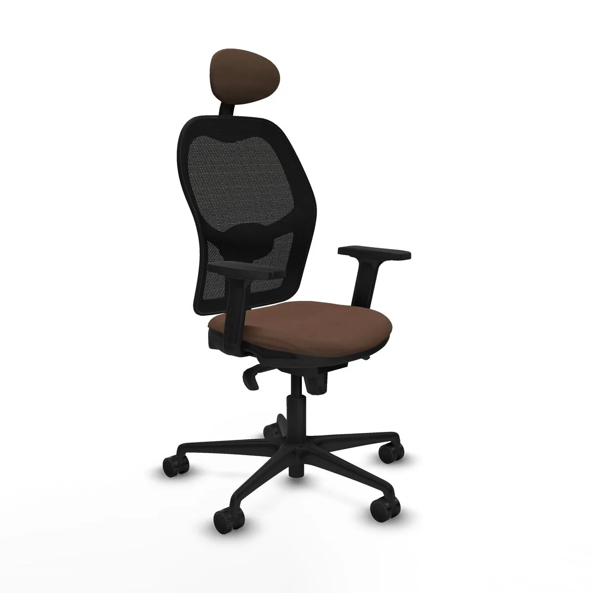 SILLA DE OFICINA CON CABECERO JORQUERA PIQUERAS Y CRESPO 2D036N1 NEGRO MARRÓN OSCURO