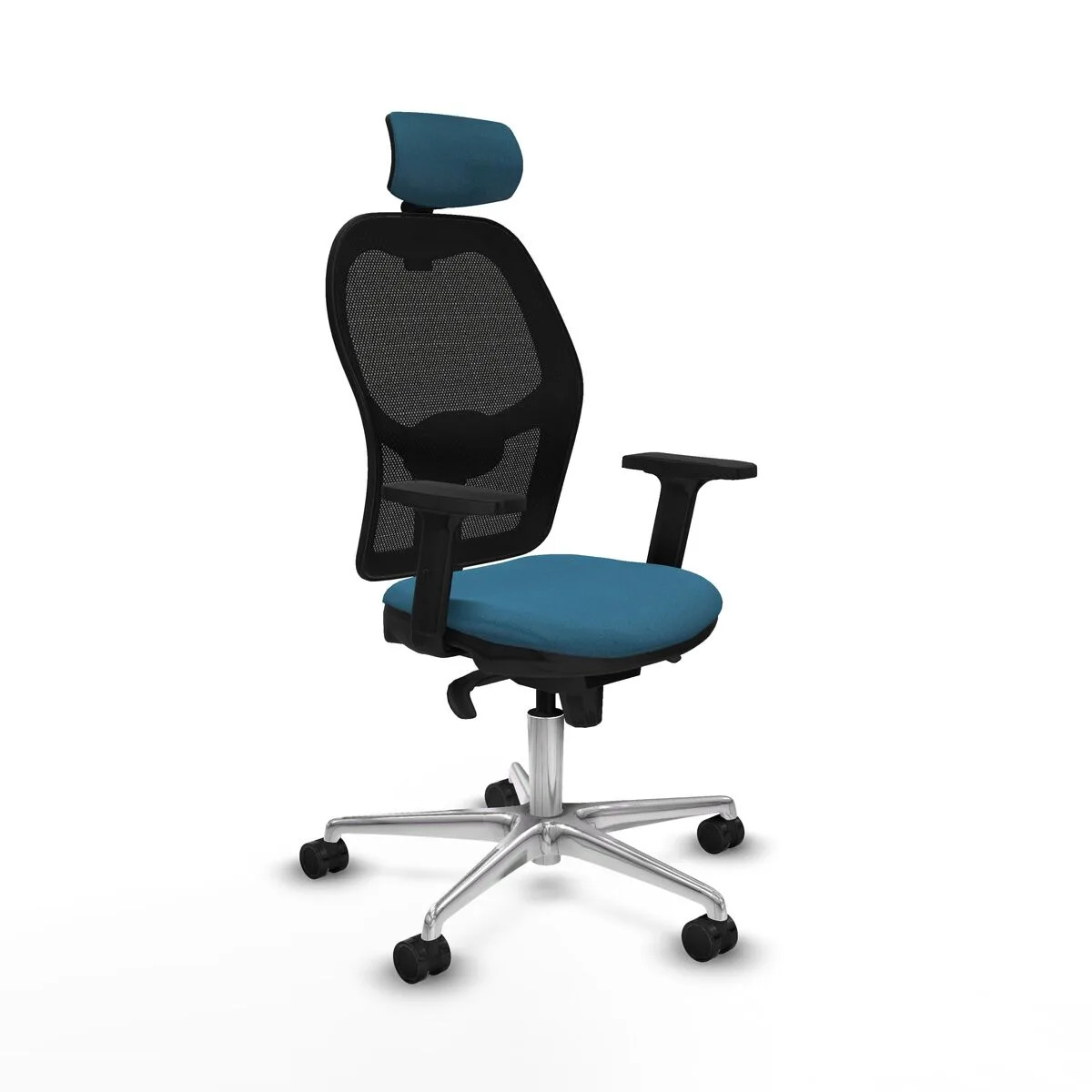 SILLA DE OFICINA CON CABECERO JORQUERA PIQUERAS Y CRESPO 2D086N2 NEGRO VERDE PETRÓLEO