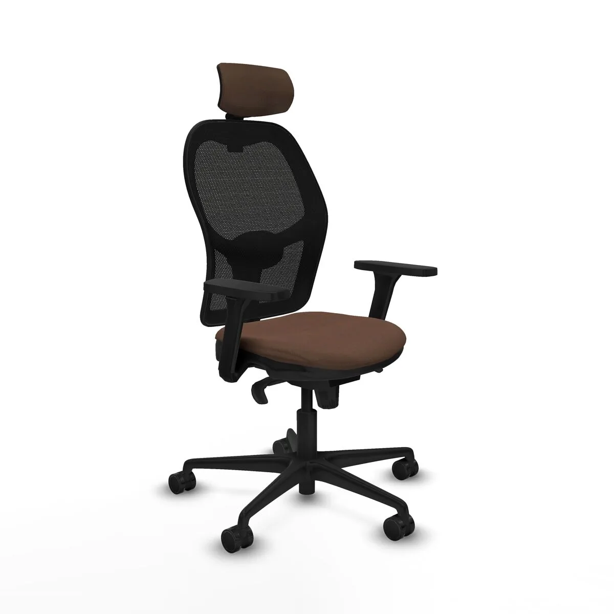 SILLA DE OFICINA CON CABECERO JORQUERA PIQUERAS Y CRESPO 3D036N2 NEGRO MARRÓN OSCURO