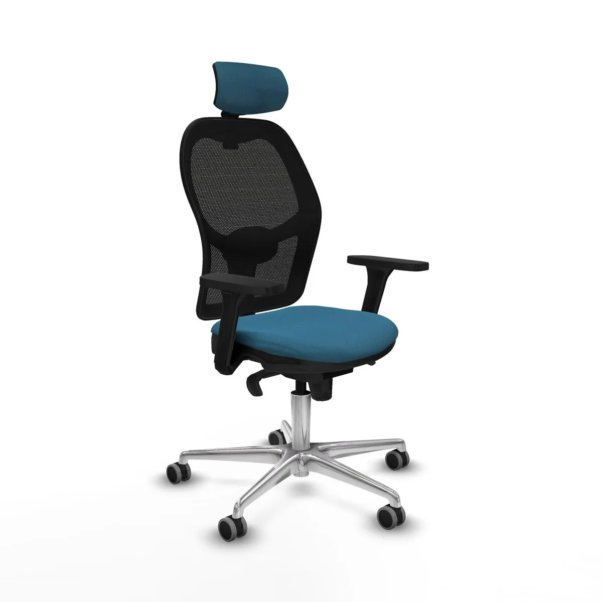 SILLA DE OFICINA CON CABECERO JORQUERA PIQUERAS Y CRESPO 3D086G2 NEGRO VERDE PETRÓLEO