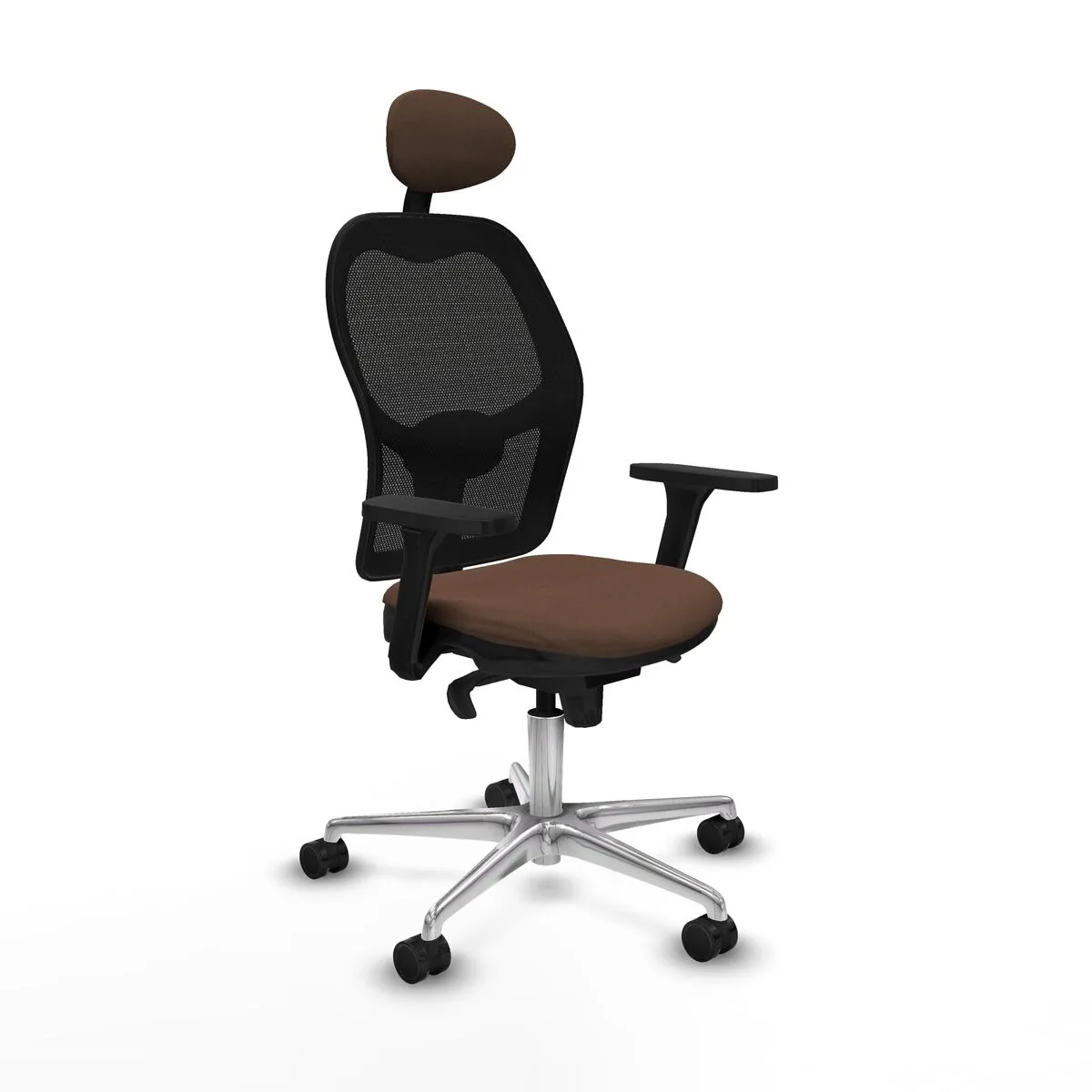 SILLA DE OFICINA CON CABECERO JORQUERA PIQUERAS Y CRESPO 3D086N1 NEGRO MARRÓN OSCURO