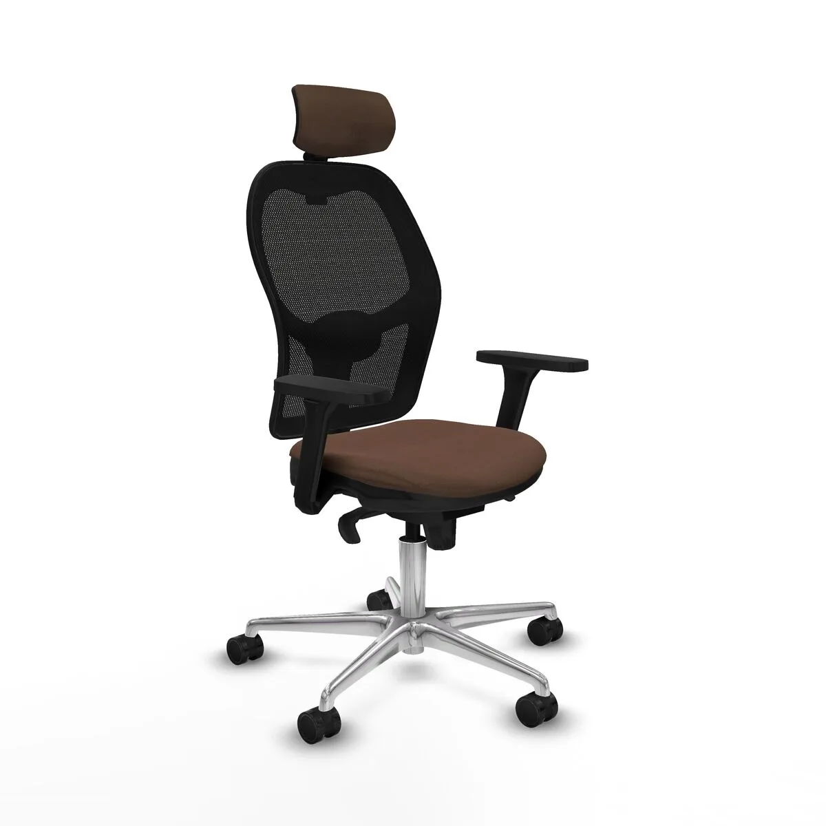 SILLA DE OFICINA CON CABECERO JORQUERA PIQUERAS Y CRESPO 3D086N2 NEGRO MARRÓN OSCURO
