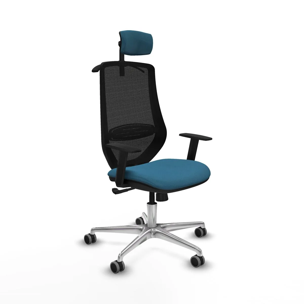 SILLA DE OFICINA CON CABECERO MARDOS PIQUERAS Y CRESPO D086G2H NEGRO VERDE PETRÓLEO