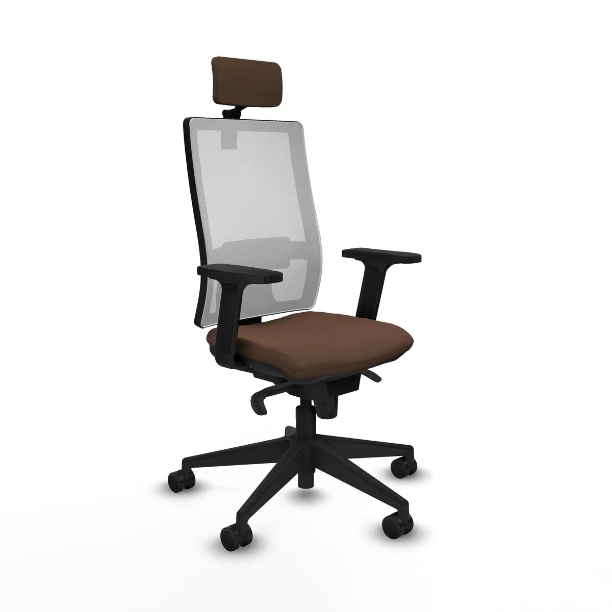 SILLA DE OFICINA CON CABECERO PIQUERAS Y CRESPO 2D066N2 BLANCO MARRÓN OSCURO