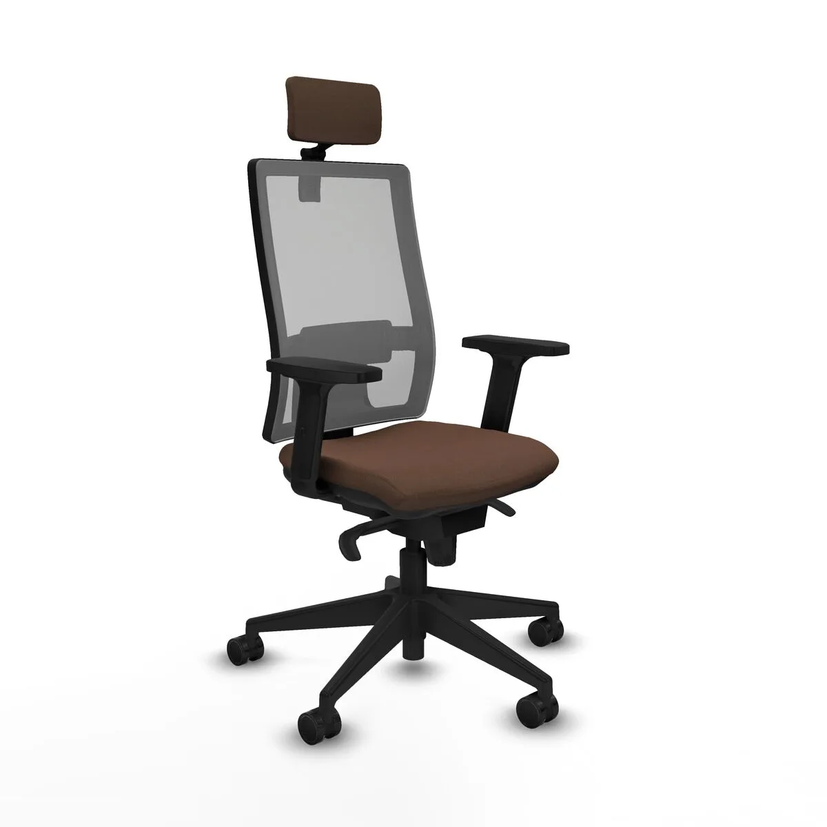 SILLA DE OFICINA CON CABECERO PIQUERAS Y CRESPO 2D066N2 GRIS MARRÓN OSCURO