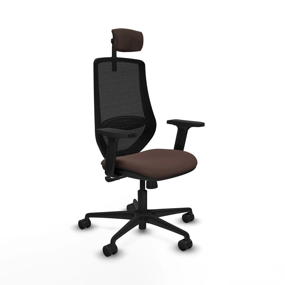 SILLA DE OFICINA CON CABECERO PIQUERAS Y CRESPO D036N2W NEGRO MARRÓN OSCURO
