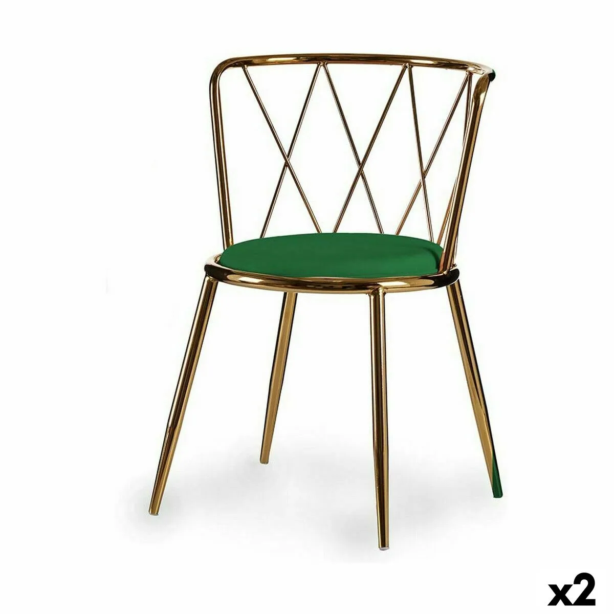 SILLA ROMBOS VERDE DORADO 50,5 X 73 X 51 CM (2 UNIDADES)