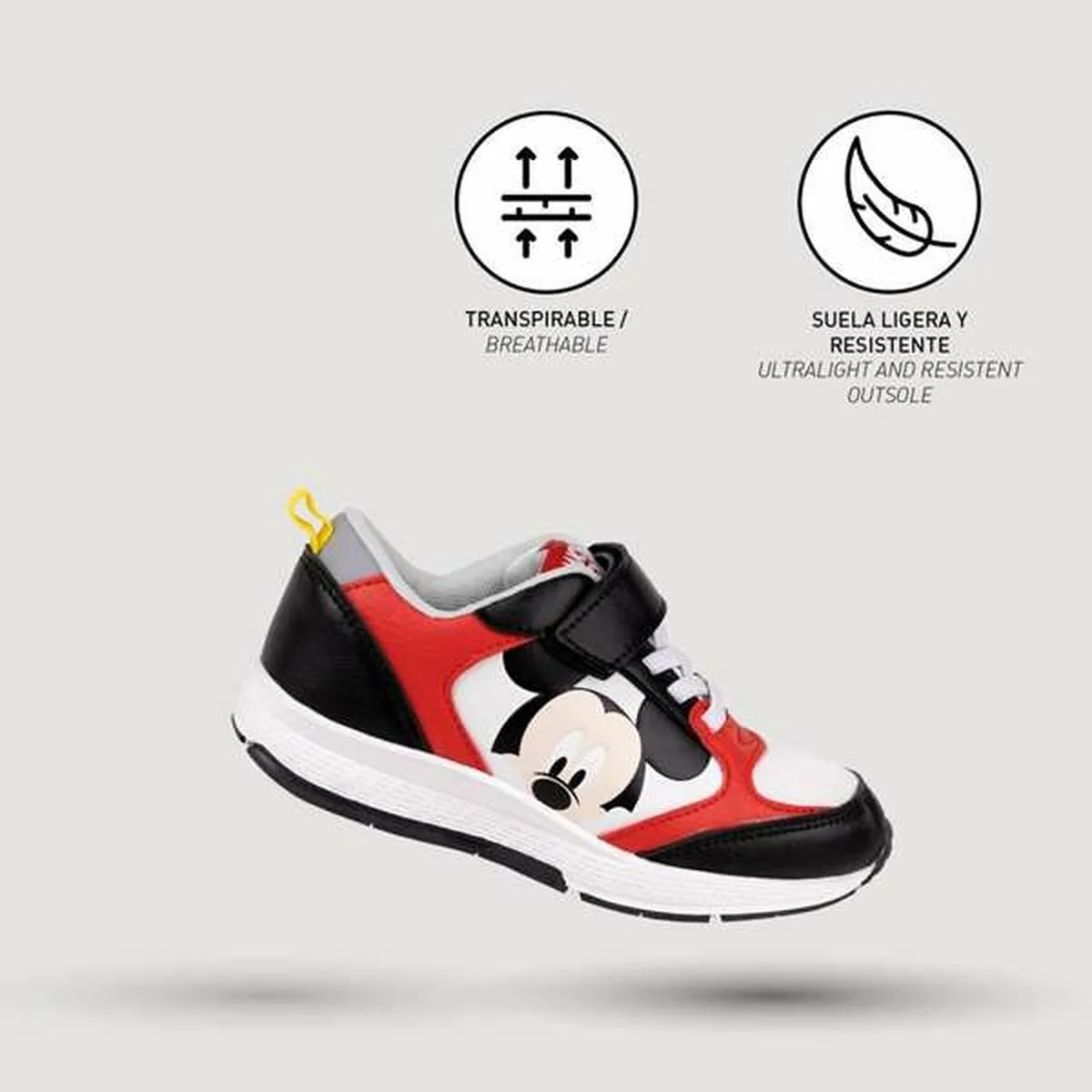 ZAPATILLAS DEPORTIVAS INFANTILES MICKEY MOUSE ROJO
