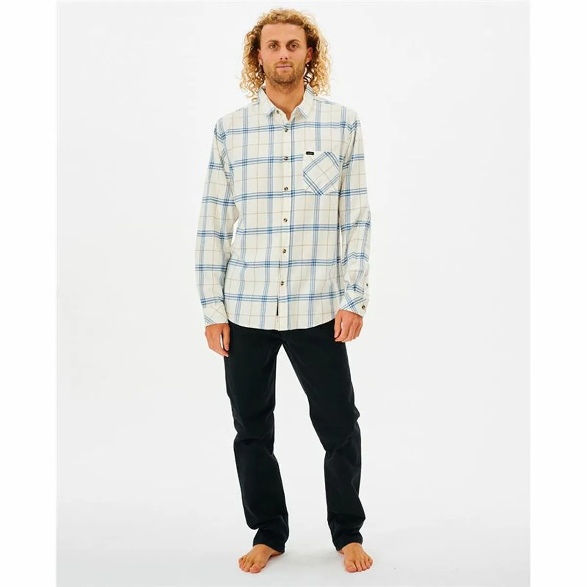 CAMISA DE MANGA LARGA HOMBRE RIP CURL CHECKED IN FLANNEL FRANELA BLANCO