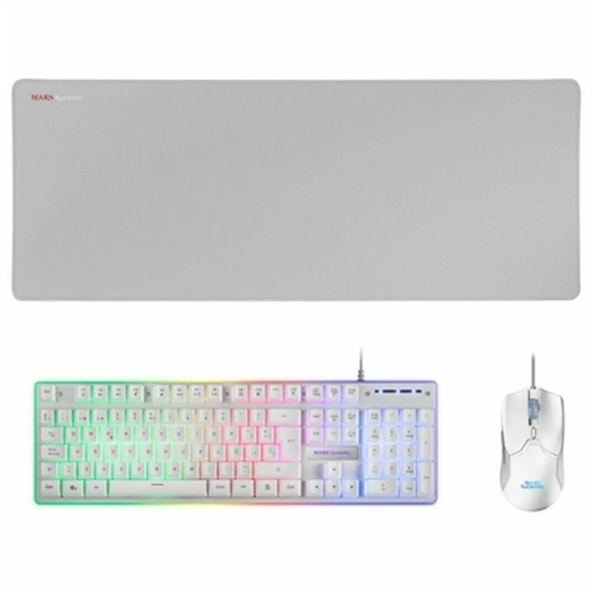 TECLADO Y RATÓN GAMING MARS GAMING MCPXWES BLANCO QWERTY ESPAÑOL QWERTY LED RGB