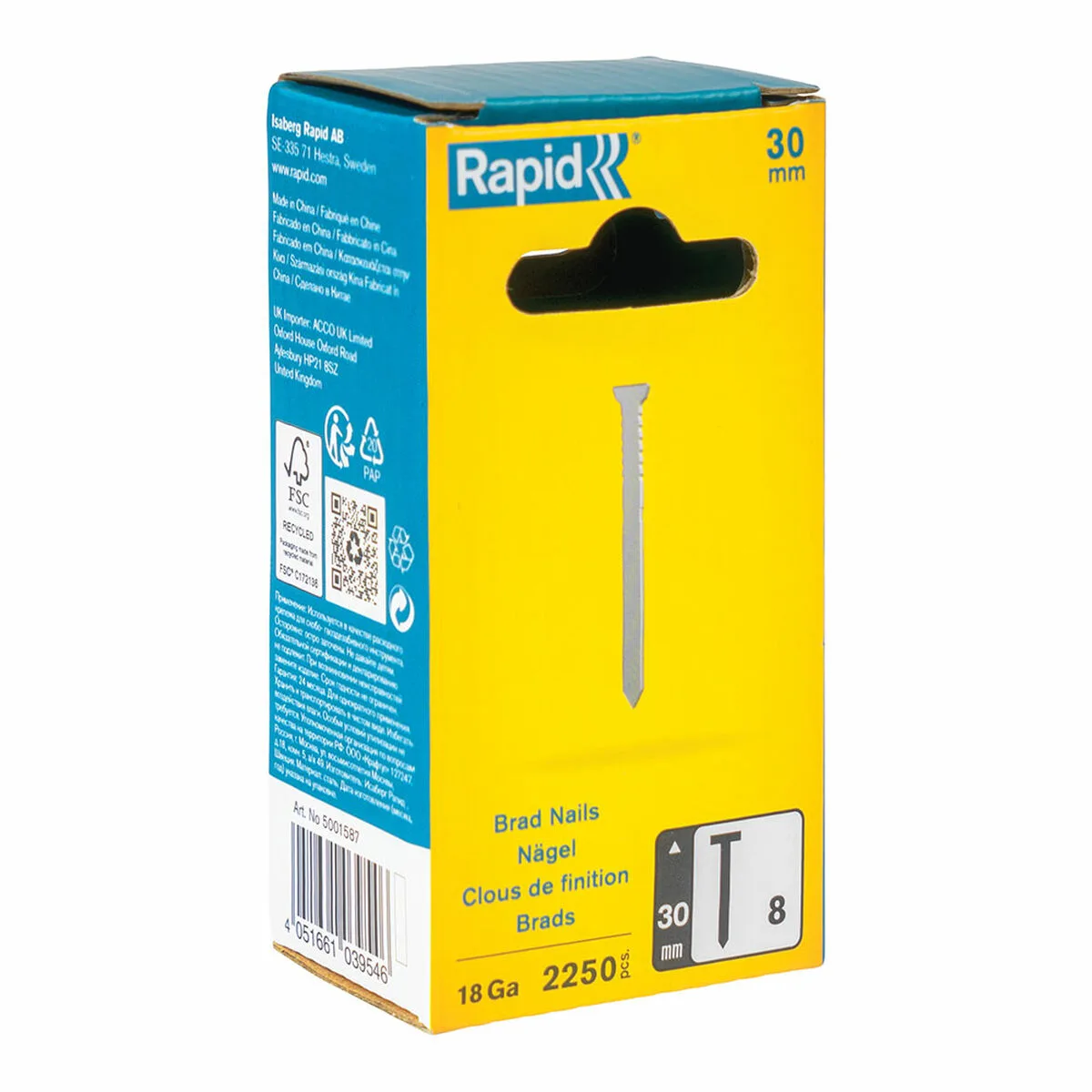 CLAVOS RAPID 18GA 30 MM GALVANIZADO (2250 UNIDADES)