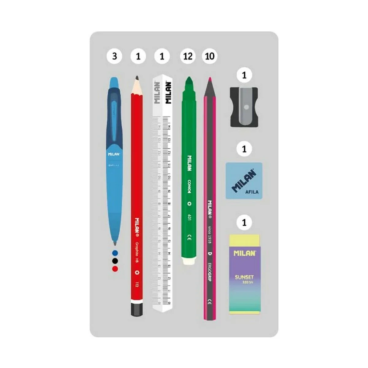 ESTUCHE MILAN SUNSET KIT NEGRO 22,5 X 11,5 X 11 CM