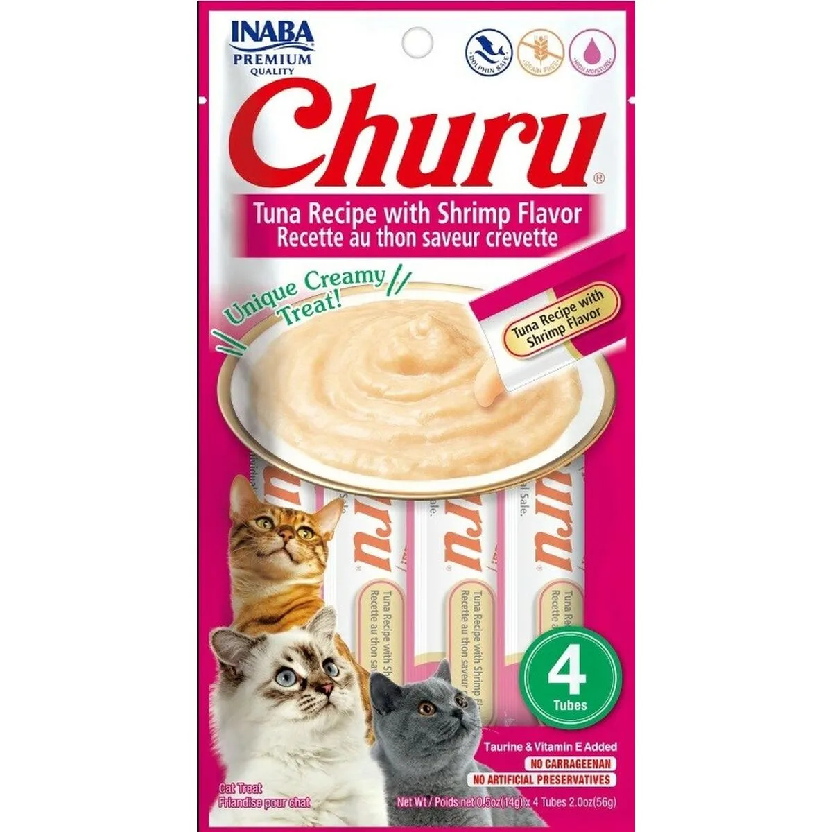 SNACK PARA GATOS INABA CHURU 4 X 14 G GAMBAS ATÚN