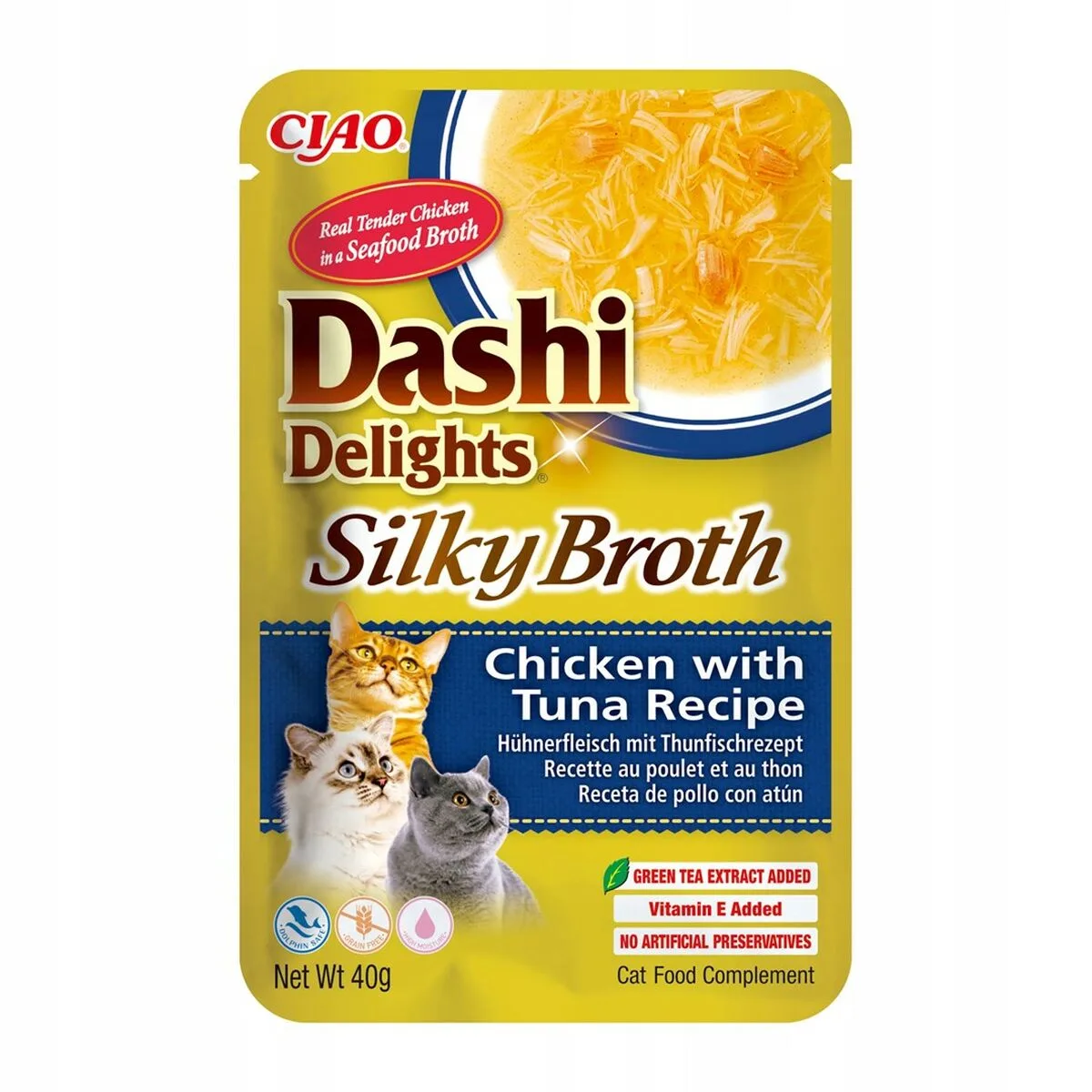 SNACK PARA GATOS INABA DASHI DELIGHTS SILKY BROTH CHICKEN WITH TUNA POLLO 40 G