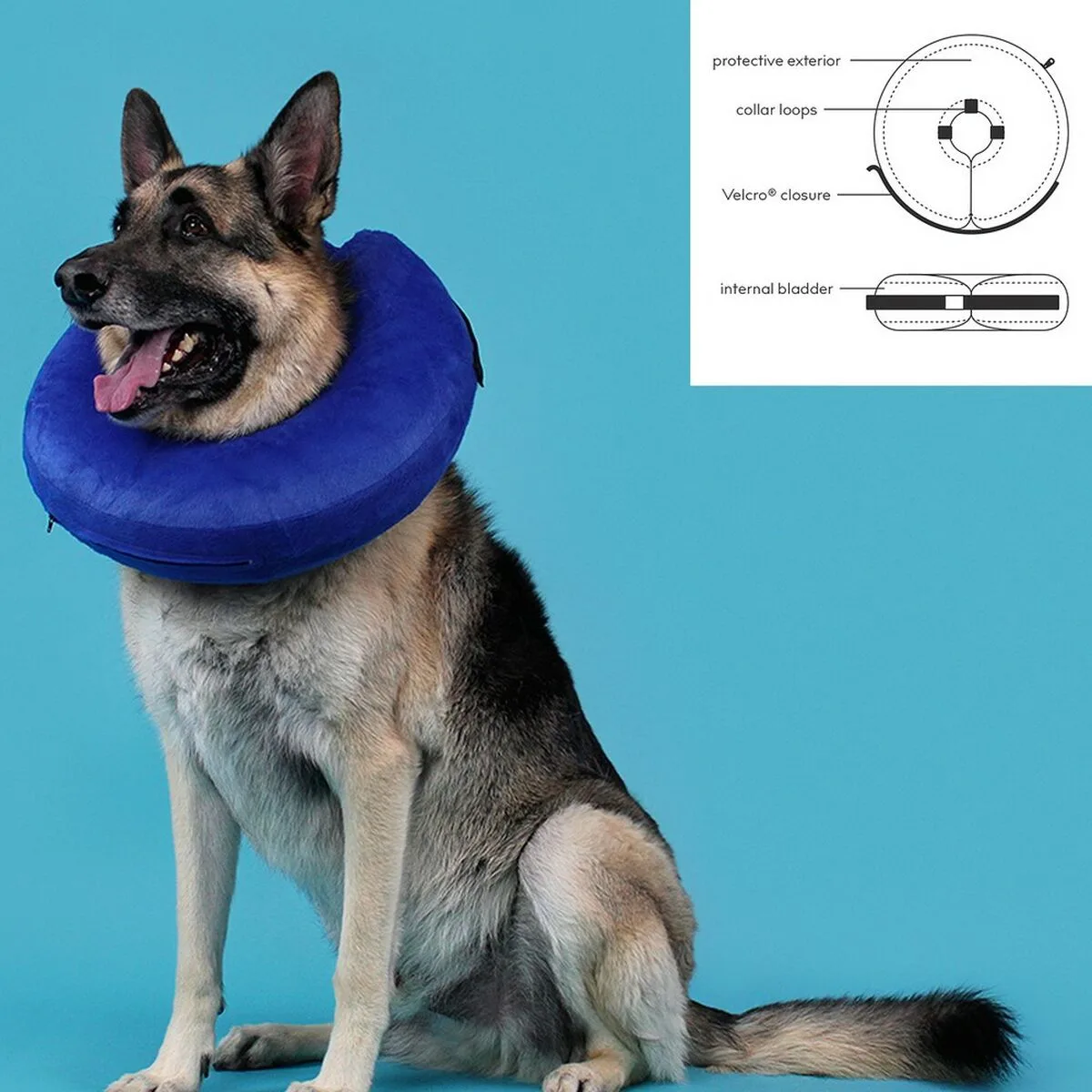 COLLAR DE RECUPERACIÓN PARA PERROS KVP KONG CLOUD AZUL HINCHABLE (15-25 CM)