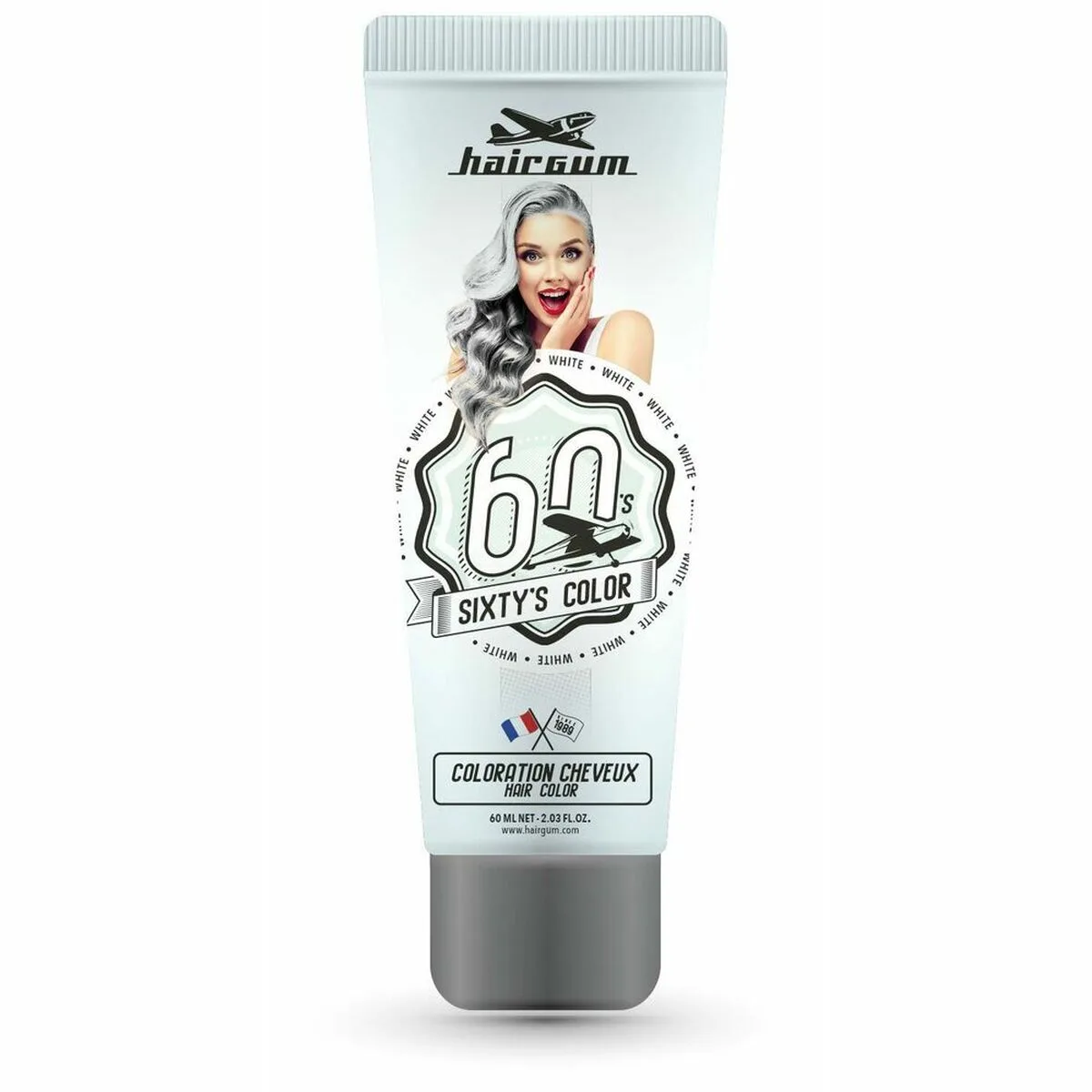 COLORACIÓN SEMIPERMANENTE HAIRGUM SIXTY'S COLOR BLANCO (60 ML)