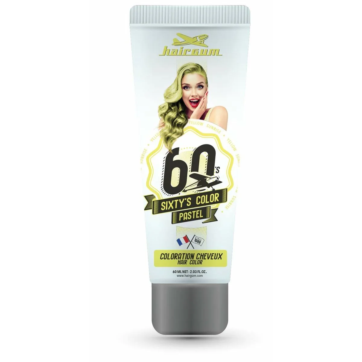 COLORACIÓN SEMIPERMANENTE HAIRGUM SIXTY'S COLOR YELLOW SUNRISE (60 ML)