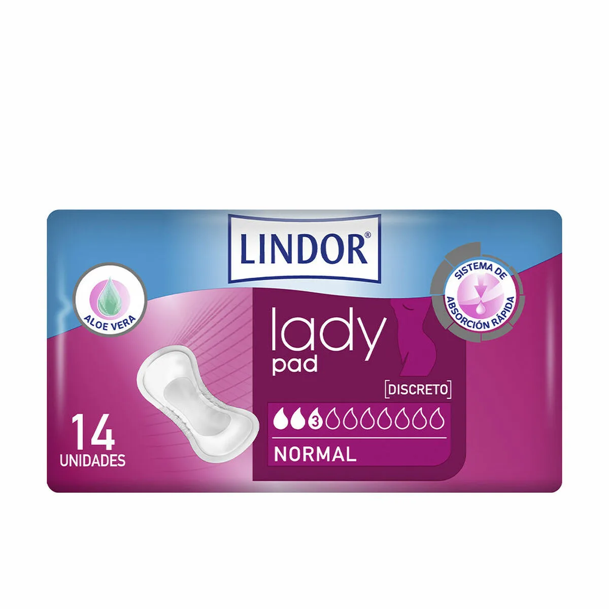 COMPRESAS NORMALES SIN ALAS LINDOR LADY PAD 14 UNIDADES