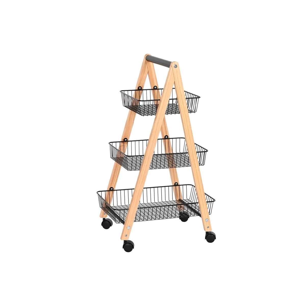 FRUTERO HOME ESPRIT NEGRO NATURAL ACERO PINO 48 X 32 X 79 CM