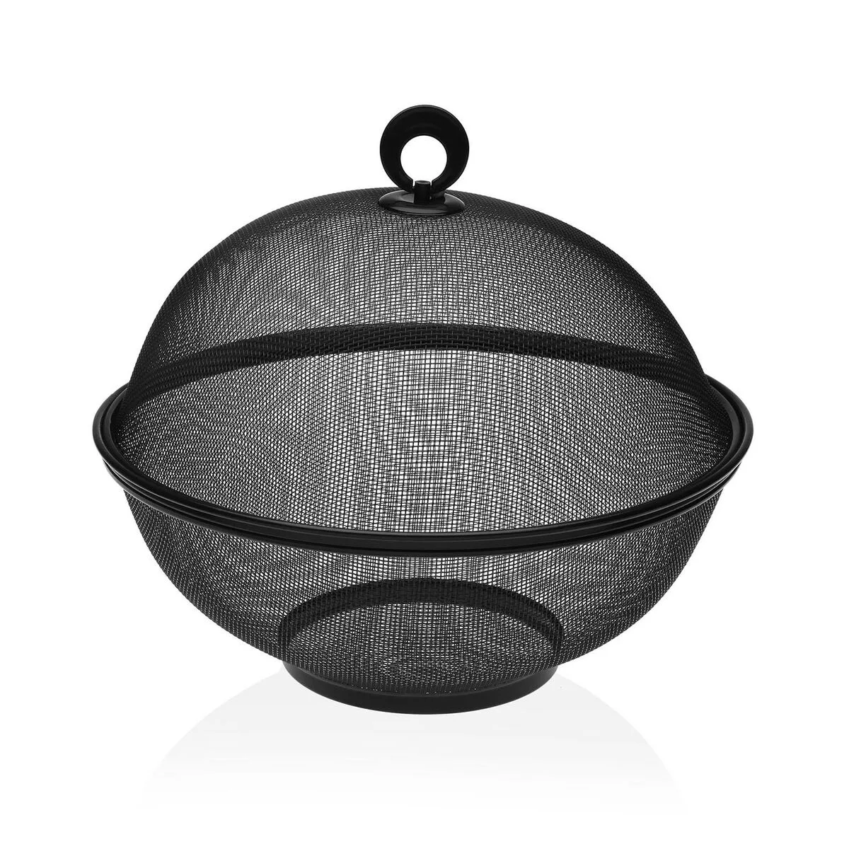 FRUTERO VERSA NEGRO CON TAPA METAL ACERO (28 X 28 X 28 CM)