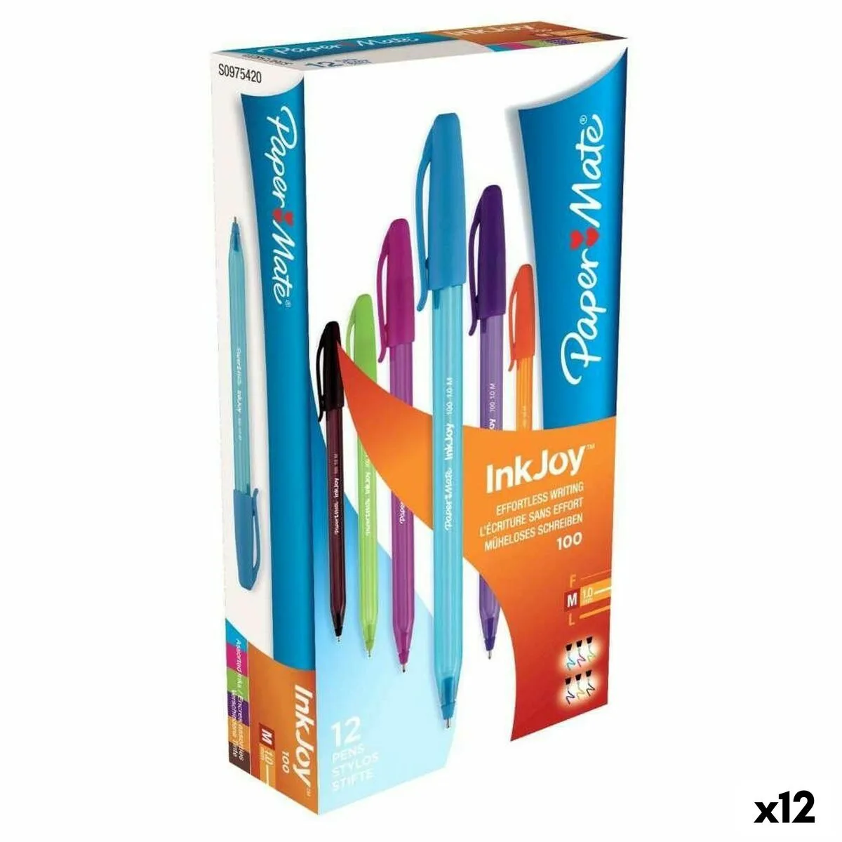 BOLÍGRAFO PAPER MATE INKJOY 12 PIEZAS MULTICOLOR 1 MM (12 UNIDADES)
