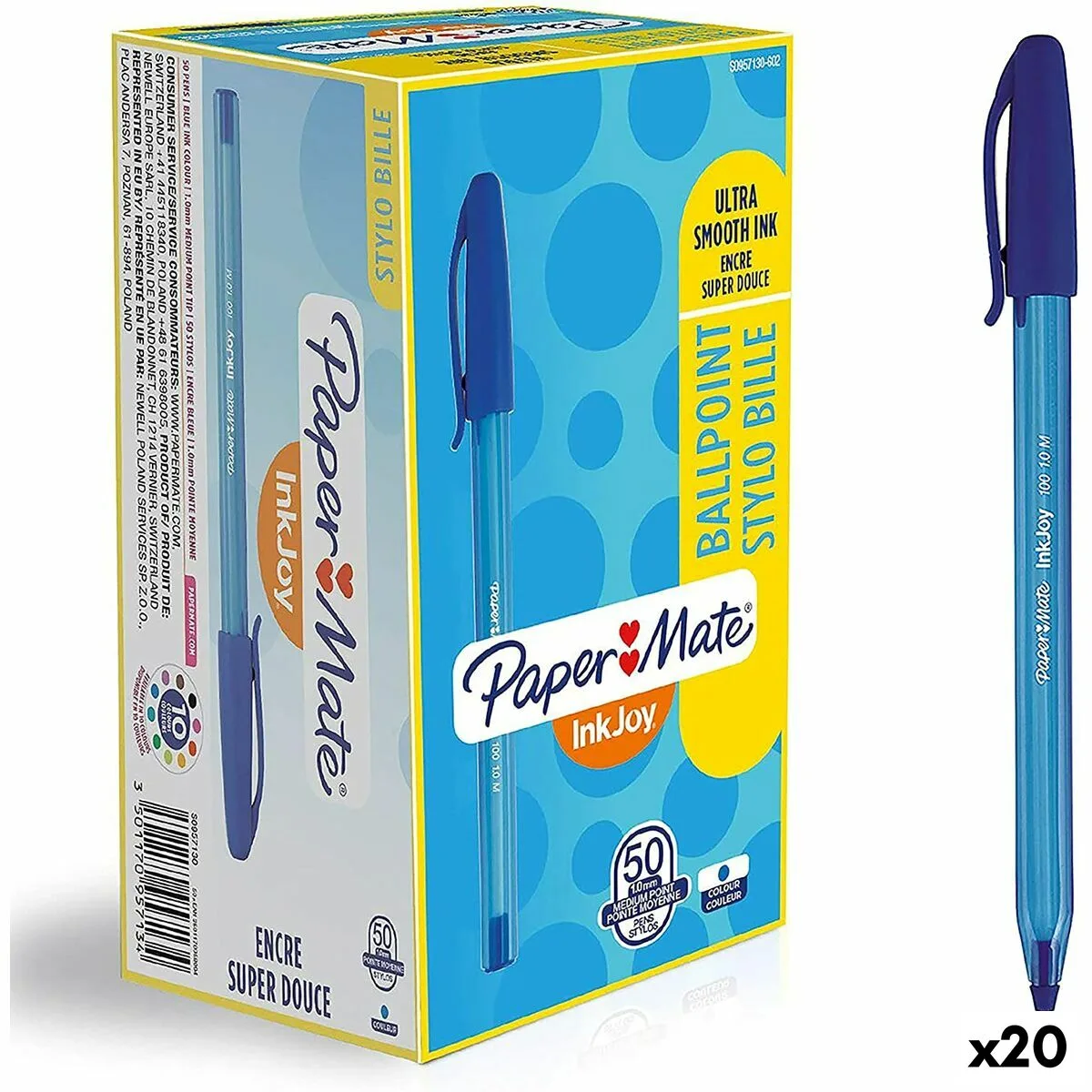 BOLÍGRAFO PAPER MATE INKJOY 50 PIEZAS AZUL 1 MM (20 UNIDADES)