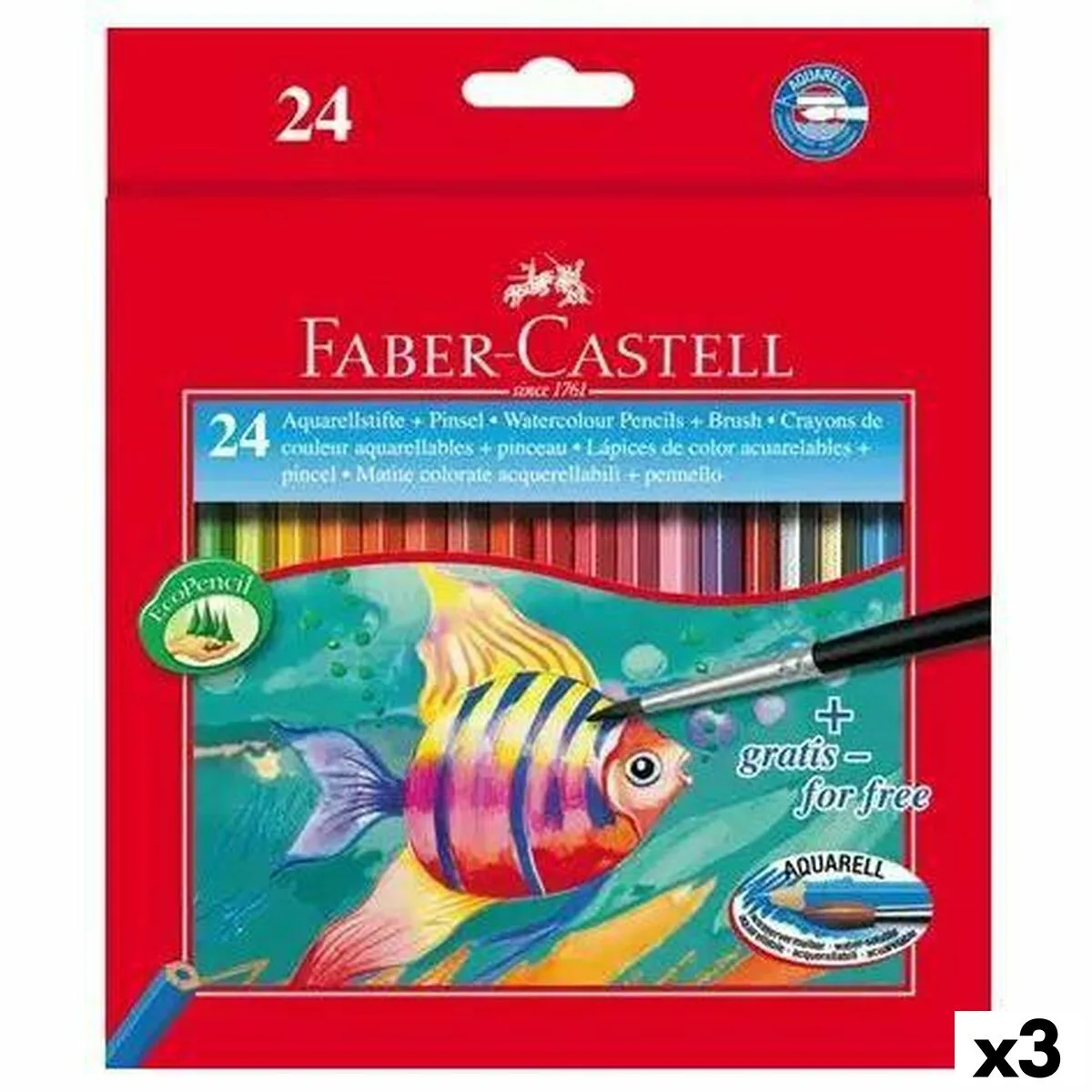 LÁPICES DE COLORES ACUARELABLES FABER-CASTELL MULTICOLOR 3 PIEZAS