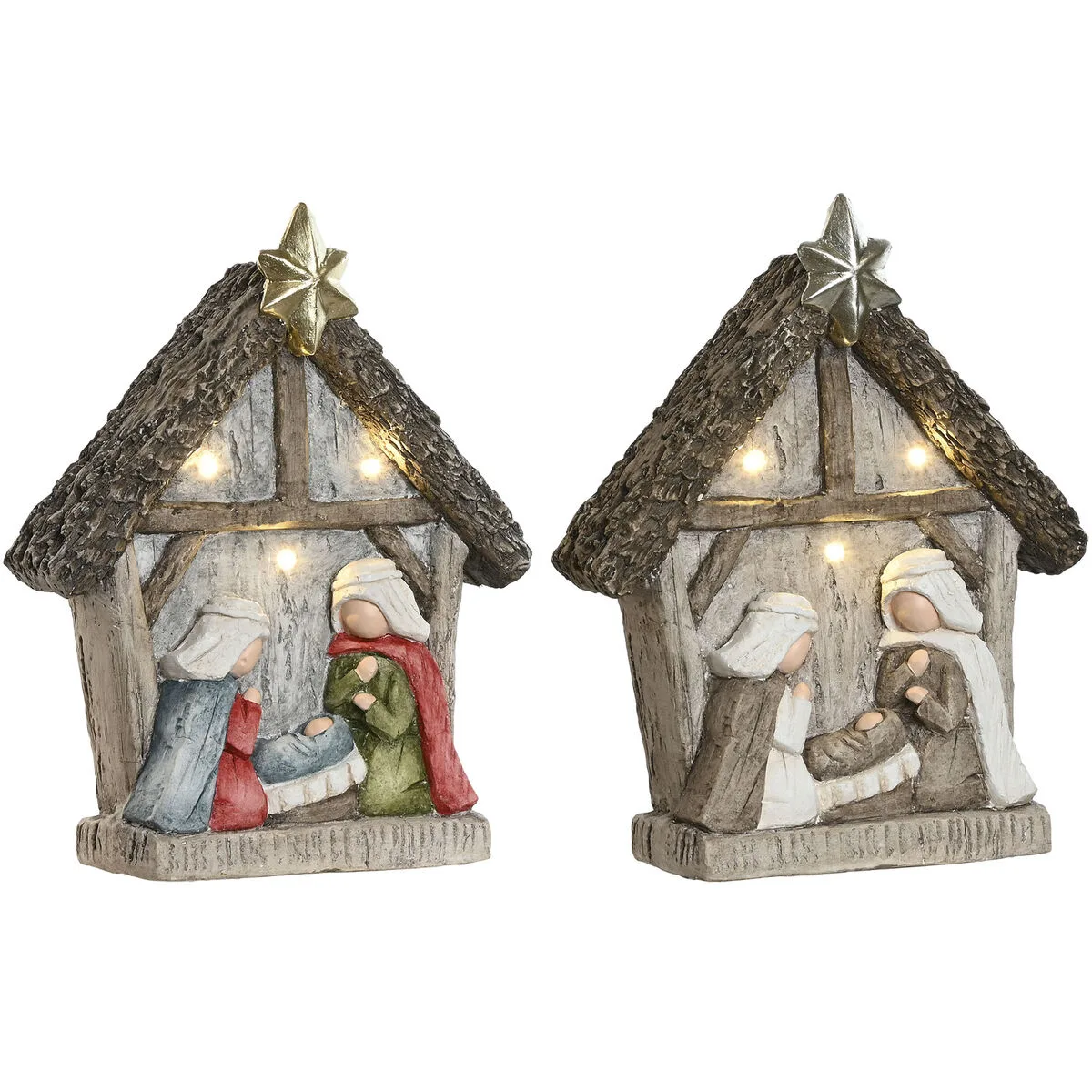 BELÉN DE NAVIDAD HOME ESPRIT VERDE GRIS MAGNESIO 27,5 X 10,5 X 34,5 CM (2 UNIDADES)