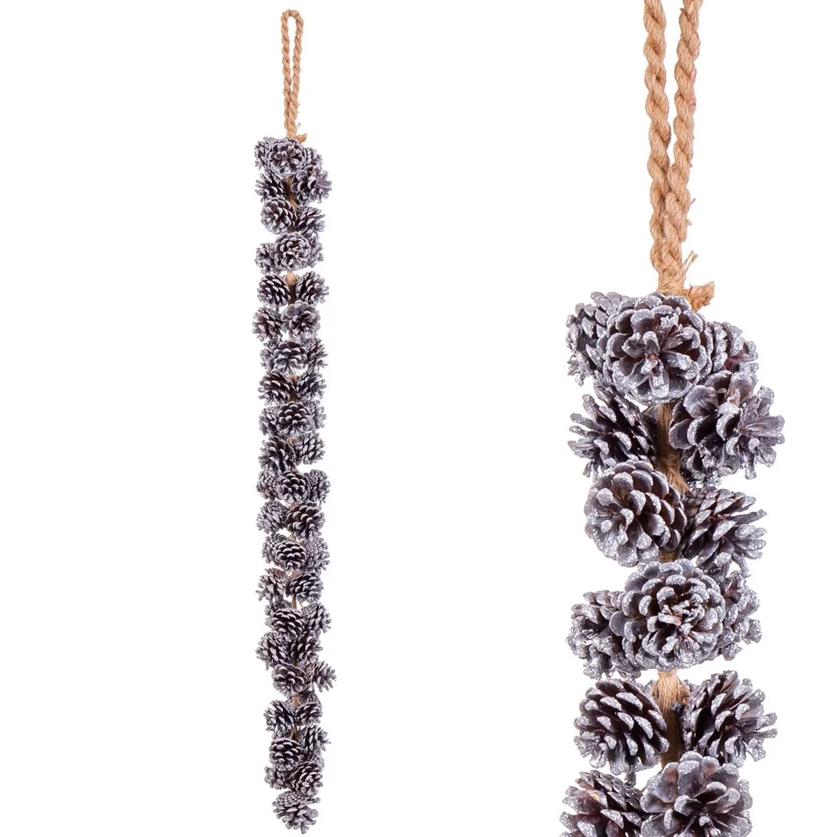 ADORNO NAVIDEÑO PLATEADO PIÑAS 110 CM