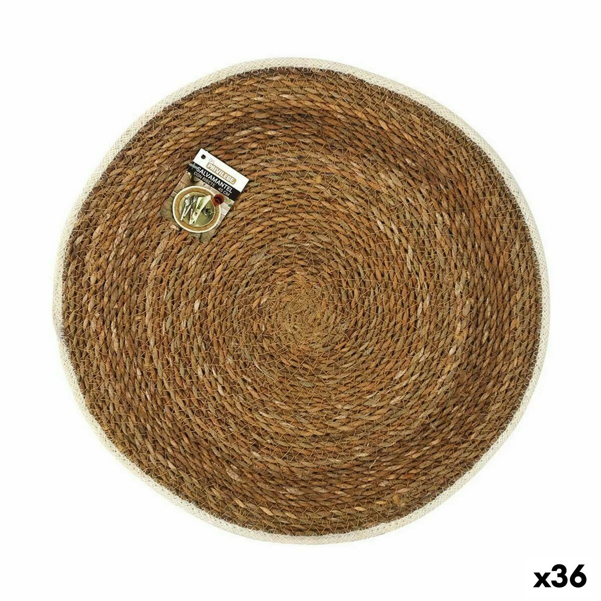 SALVAMANTEL PRIVILEGE ALGAS MARINAS MARRÓN CON RIBETE Ø 45 CM (36 UNIDADES)