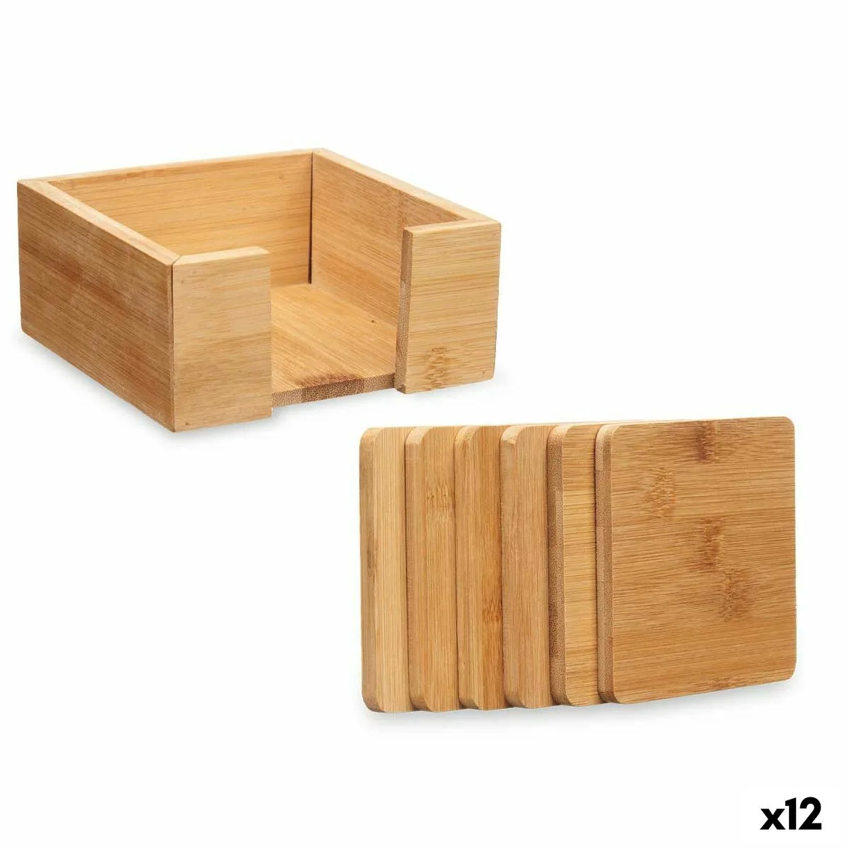 POSAVASOS KINVARA KT235115SQ NATURAL BAMBÚ CUADRADOS 7 PIEZAS (12 UNIDADES)