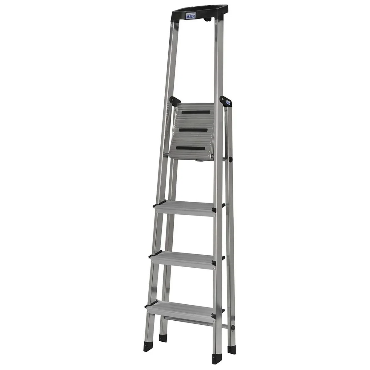 ESCALERA PLEGABLE DE 4 PELDAÑOS KRAUSE 126320 NEGRO PLATEADO ALUMINIO